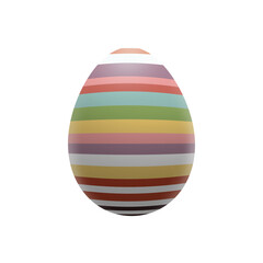 Illustration of Colorful Striped Easter Egg in Retro Style. Easter egg with rows of multicolored lines on transparent background. Stylish PNG element for your holiday creativity.