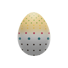 Illustration of gradient Dotted Easter egg on transparent background. Stylish spotted egg. White and yellow colored egg decorated with dots in different sizes and colors. PNG element.