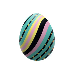 Stylish Striped Easter Egg in the style of 1980s. Multicolored Easter Egg in retro style on transparent background. PNG element for your Holiday creativity.