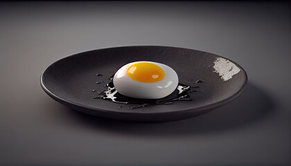 Delicious and fried egg on a plate. Generative AI.