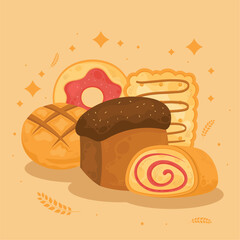 delicious bread and pastry products