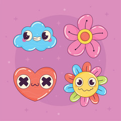 retro style nature icons
