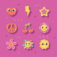 nine retro style icons