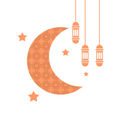 ramadan kareem mosque and lantern illustration with moon and star islamic