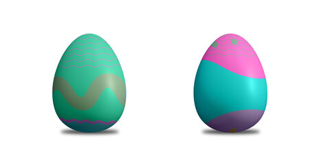 Realistic two Decorated 3D Easter Egg
