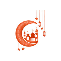 ramadan kareem mosque and lantern illustration with moon and star islamic