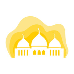 ramadan kareem mosque and lantern illustration with moon and star islamic