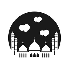ramadan kareem mosque and lantern illustration with moon and star islamic