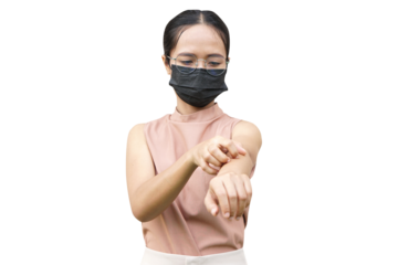 Asian woman having an itchy arm