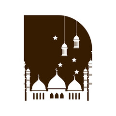 ramadan kareem mosque and lantern illustration with moon and star islamic