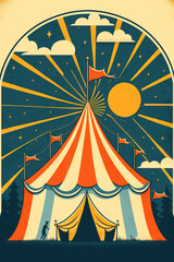 Circus tent front view, retro circus tent, Generative AI