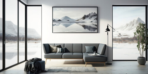 Panoramic living room minimal modern design