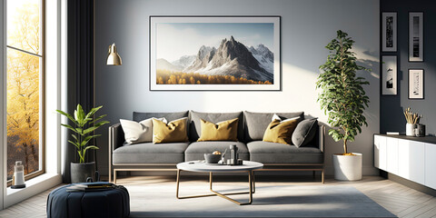 Panoramic living room minimal modern design