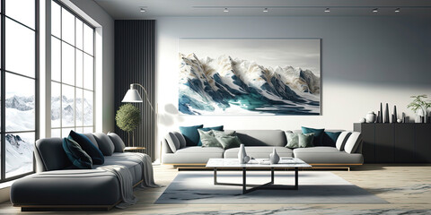 Panoramic living room minimal modern design