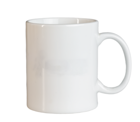 White cup isolate. Side view. Mockup template