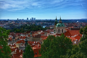 Bird eye view of Prague old town, Czech