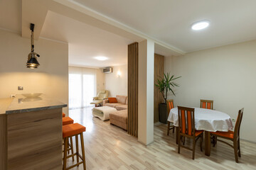 Interior of modern wooden kitchen