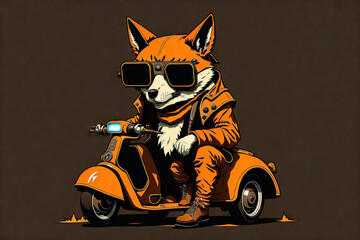 Fox on a scooter created with Generative AI.