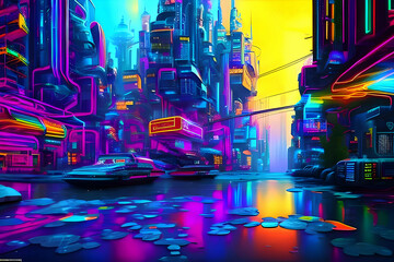 Obraz premium night city street