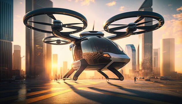 AI Air Taxi In The Future Of Urban Air Mobility In 8K Created With Generative Ai Technology