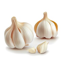 Tasty garlic cloves isolated on white background, AI generative