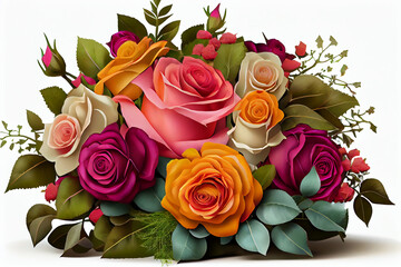 Vibrant and chic floral arrangement with colorful roses - Generate Ai