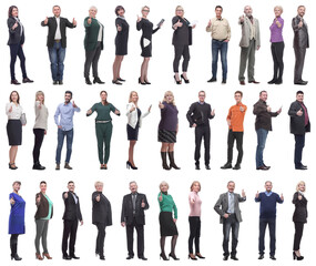 Fototapeta premium group of business people holding thumb up isolated