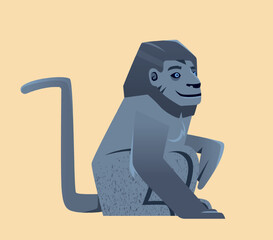Wild African animal. Sticker with big gorilla. Savannah monkey. Cute herbivore mammal from jungle. Inhabitant of park reserve or zoo. Cartoon flat vector illustration isolated on beige background