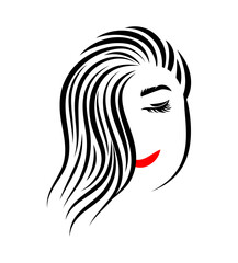 illustration of women shot hair style icon, logo women on white background.eps