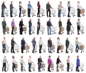 Obraz premium group of people with cart isolated on white