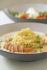 salted pollack pasta detail