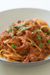 bolognese pasta detail cut