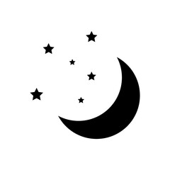 Moon & stars vector flat illustration on white background..eps