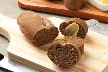 Traditional Australian breads with butter. Selective focus.