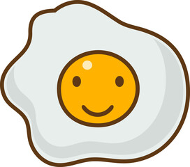 Cute fried egg cartoon icon isolated illustration.