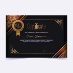 Luxury black and gold certificate with gold frame color