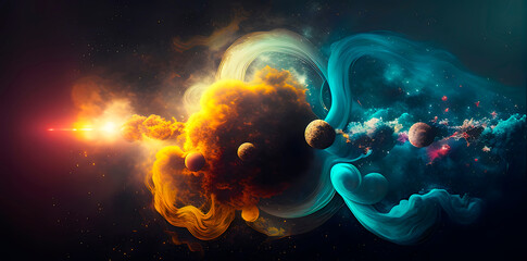 birth of the universe, space art, sign from above, fictional galaxy, generative ai