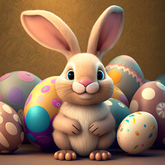 easter bunny with easter eggs