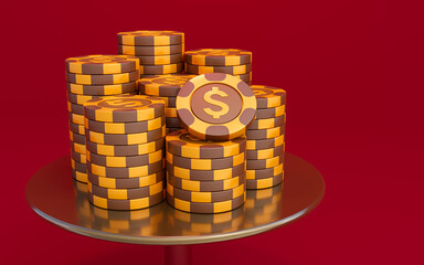 stacks of poker chips on black background