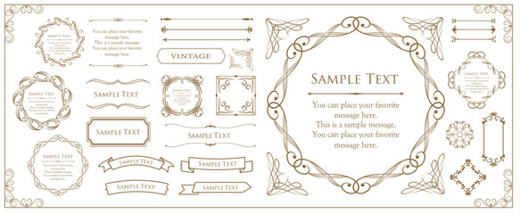 エレガントなフレーム。デザインテンプレート。ゴージャスな額のセット。