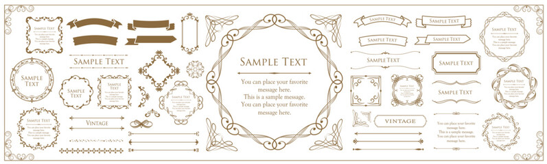 エレガントなフレーム。デザインテンプレート。ゴージャスな額のセット。