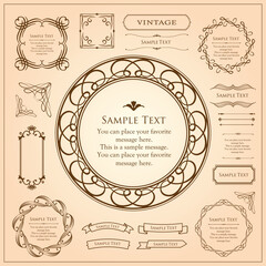 エレガントなフレーム。デザインテンプレート。ゴージャスな額のセット。