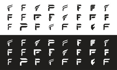 Black and white letter f logo collection