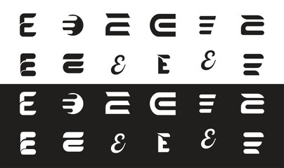Black and white letter e logo collection