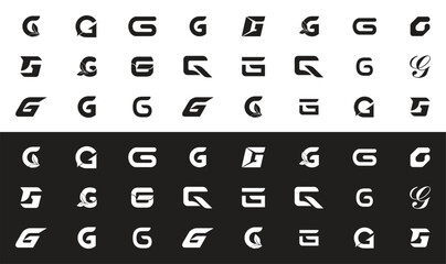 Black and white letter g logo collection