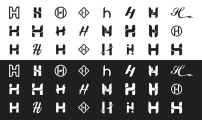 Black and white letter h logo collection