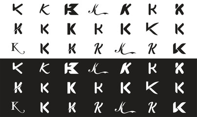 Black and white letter k logo collection
