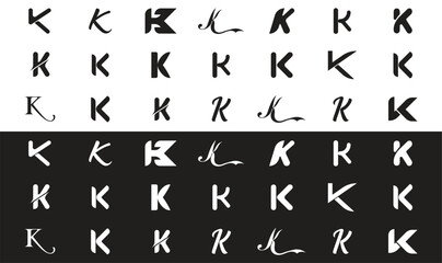 Black and white letter k logo collection