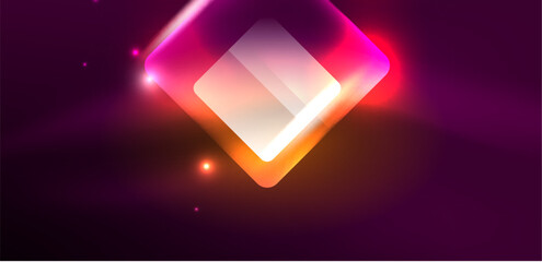 Obraz premium Neon glowing techno lines and arrows, hi-tech futuristic abstract background template