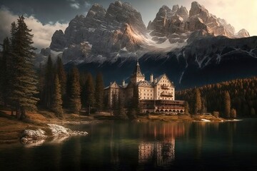 Palace besides the mountain, Generative AI